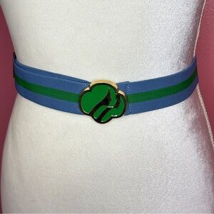 Vintage Girl Scouts Belt O/S Official Uniform Blue Green Gold Trefoil Buckle